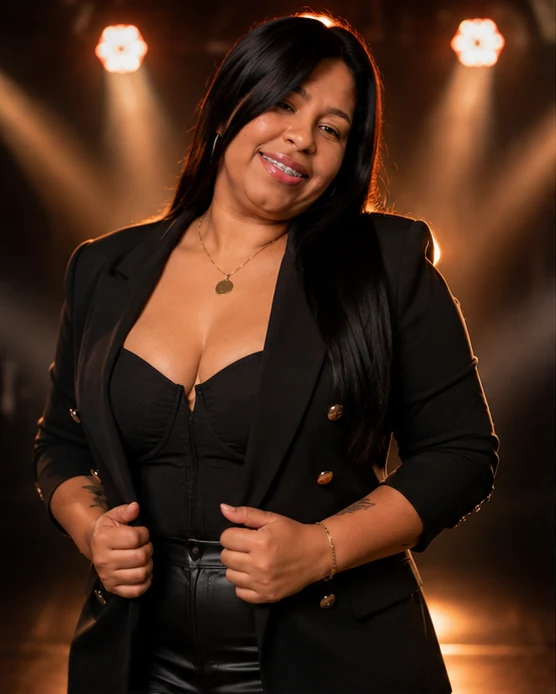 Amanda Naysla em ensaio com blazer preto